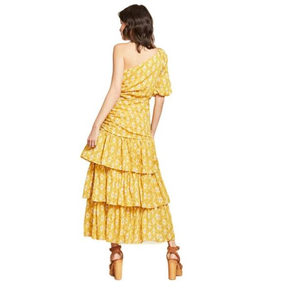 VERONICA BEARD Virginia Dress One Shoulder Floral Layered Yellow Cotton 6 NWT - Picture 3 of 12